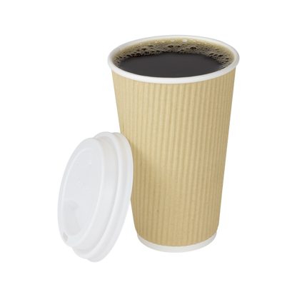 Karat 16oz Ripple Paper Hot Cups - Kraft (90mm) - 500 ct