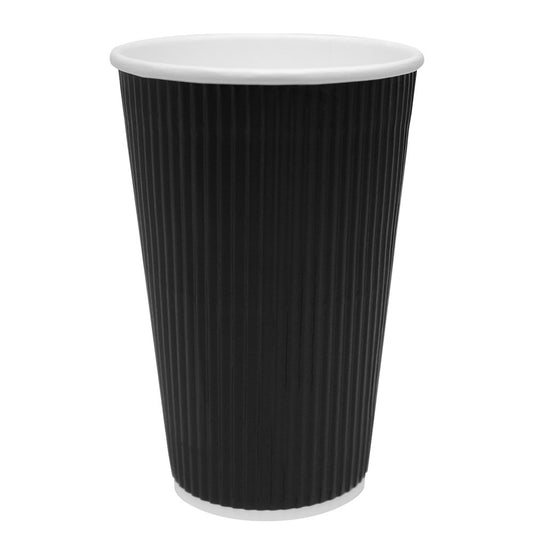 Karat 16oz Ripple Paper Hot Cups - Black (90mm) - 500 ct