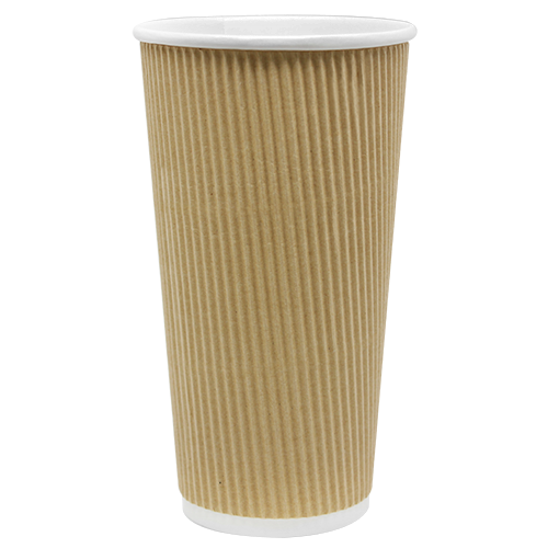 Karat 20oz Ripple Paper Hot Cups - Kraft (90mm) - 500 ct