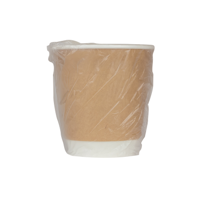 Karat 10oz Wrapped Insulated Paper Hot Cups - Kraft (90mm) - 500 ct