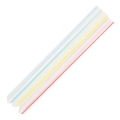 Karat 7.5'' Boba Straws (10mm) - Unwrapped - Mixed Striped Colors - 4,500 ct