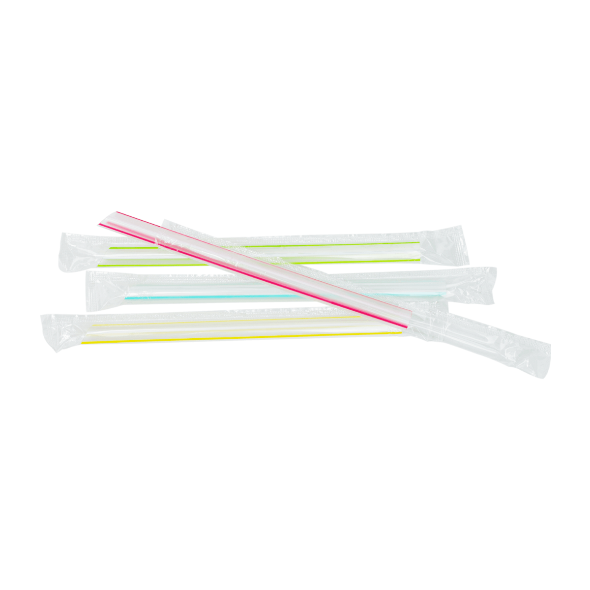 Karat 7.5'' Boba Straws (10mm) Poly Wrapped - Mixed Striped Colors - 2,000 ct, C9002s