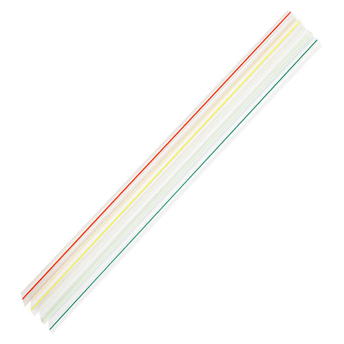 Karat 7.5'' Jumbo Straws (5mm) - Unwrapped - Mixed Striped Colors - 8,000 ct