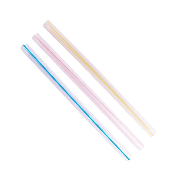 Karat 7.5'' Boba Straws (10mm) Flat Ends - Mixed Striped Colors - 4,500 ct