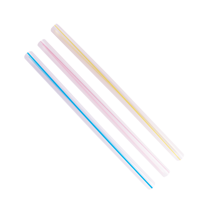 Karat 7.5'' Boba Straws (10mm) Flat Ends - Mixed Striped Colors - 4,500 ct