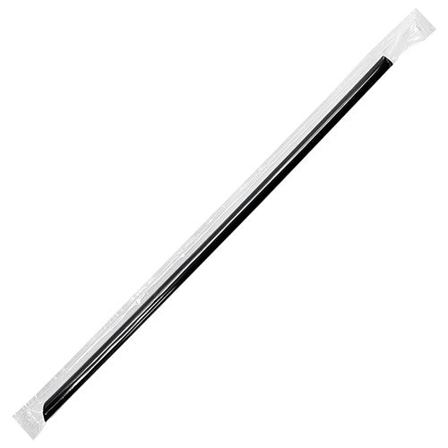 Karat 9" Jumbo Straws (5mm) Poly Wrapped - Black - 2,000 ct