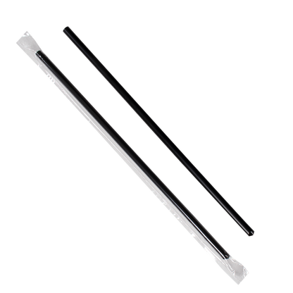 Karat 9" Jumbo Straws (5mm) Poly Wrapped - Black - 2,000 ct