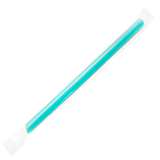 Karat 9'' Boba Straws (10mm) Poly Wrapped - Aqua - 1,600 ct