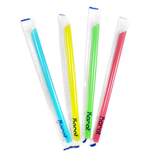 Karat 9'' Boba Straws (10mm) Poly Wrapped - Mixed Colors - 1,600 ct