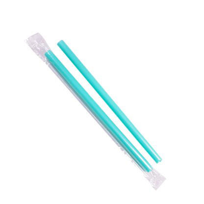 Karat 9'' Boba Straws (10mm) Poly Wrapped - Aqua - 1,600 ct