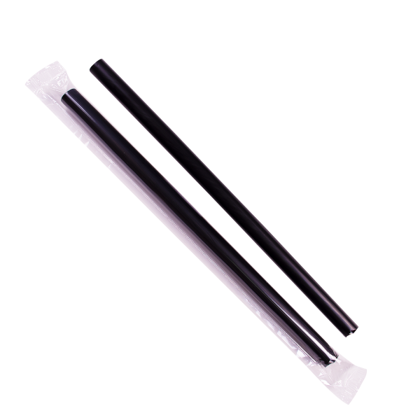 Karat 9'' Boba Straws (10mm) Poly Wrapped - Black - 1,600 ct