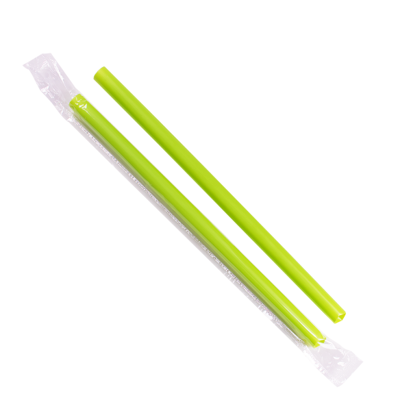 Karat 9'' Boba Straws (10mm) Poly Wrapped - Green - 1,600 ct