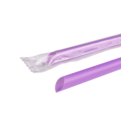 Karat 7.75'' Giant Straws (8mm) Poly Wrapped - Purple - 5,000 ct