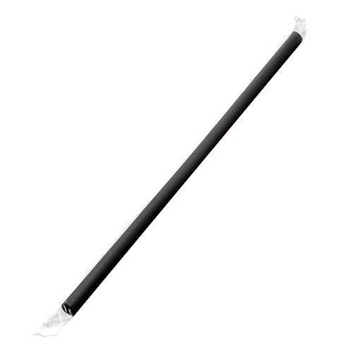 Karat 9'' Giant Straws (8mm) Paper Wrapped - Black - 2,500 ct