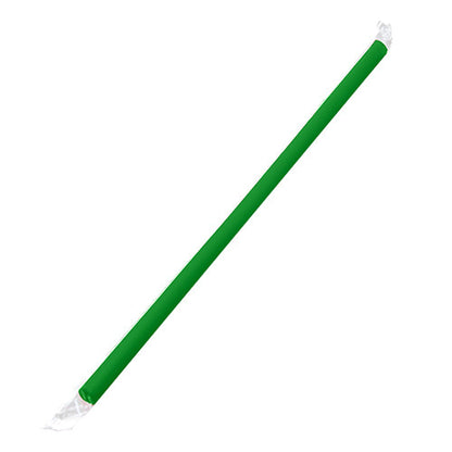 Karat 9'' Giant Straws (8mm) Paper Wrapped - Green - 2,500 ct