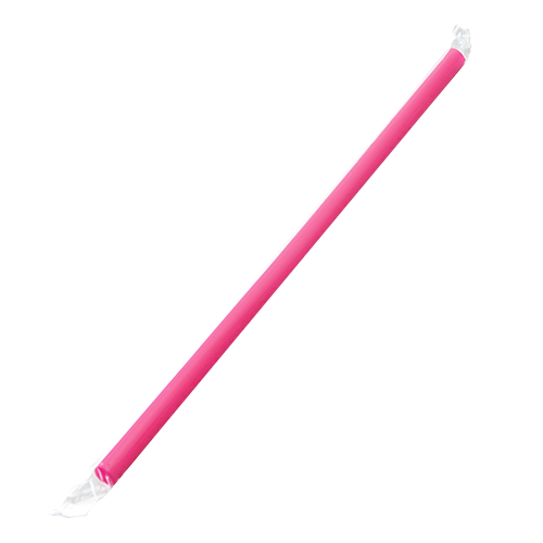 Karat 9'' Giant Straws (8mm) Paper Wrapped - Pink - 2,500 ct