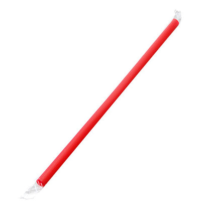 Karat 9'' Giant Straws (8mm) Paper Wrapped - Red - 2,500 ct, C9075 (Red)