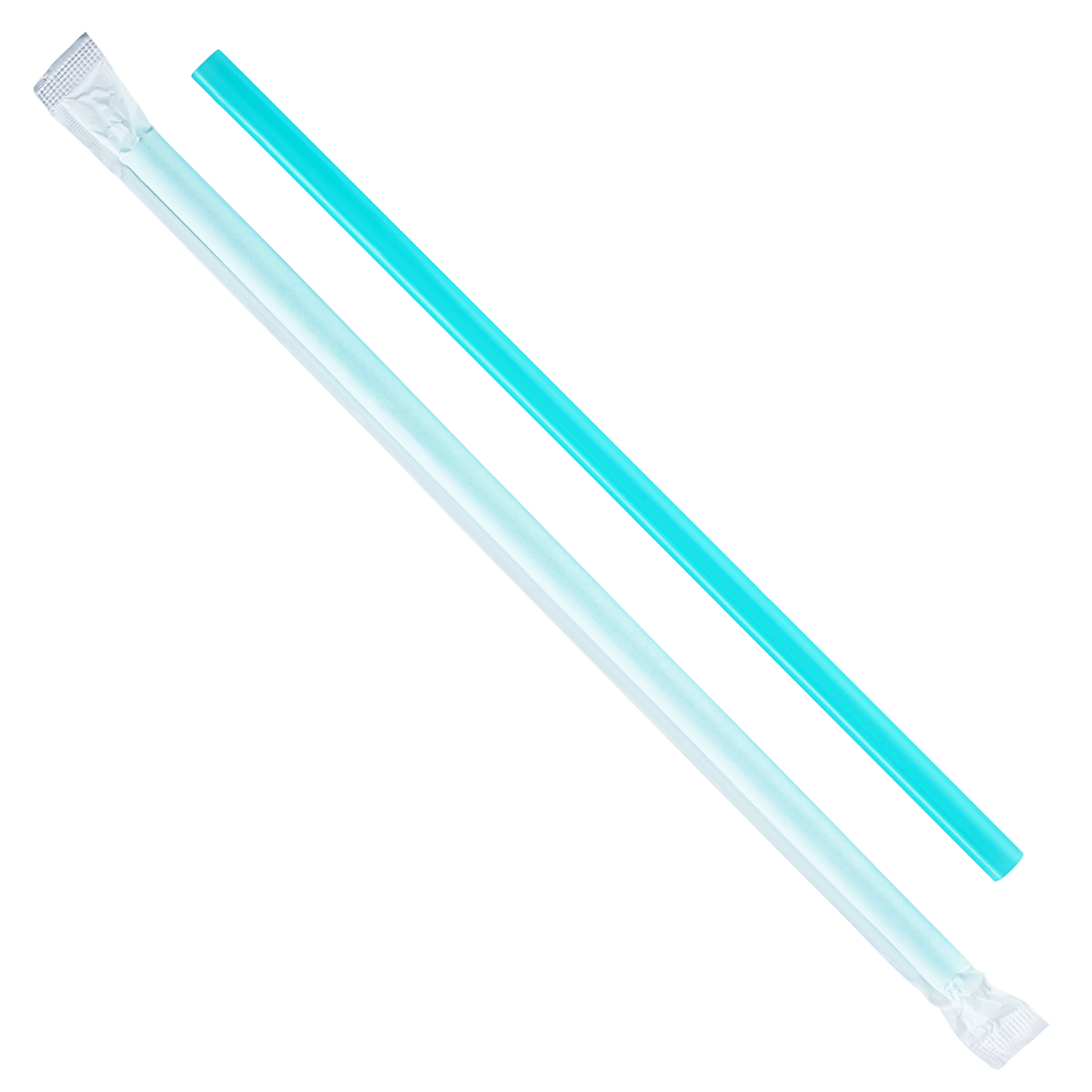 Karat 9'' Giant Straws (8mm) Paper Wrapped - Aqua - 2,500 ct