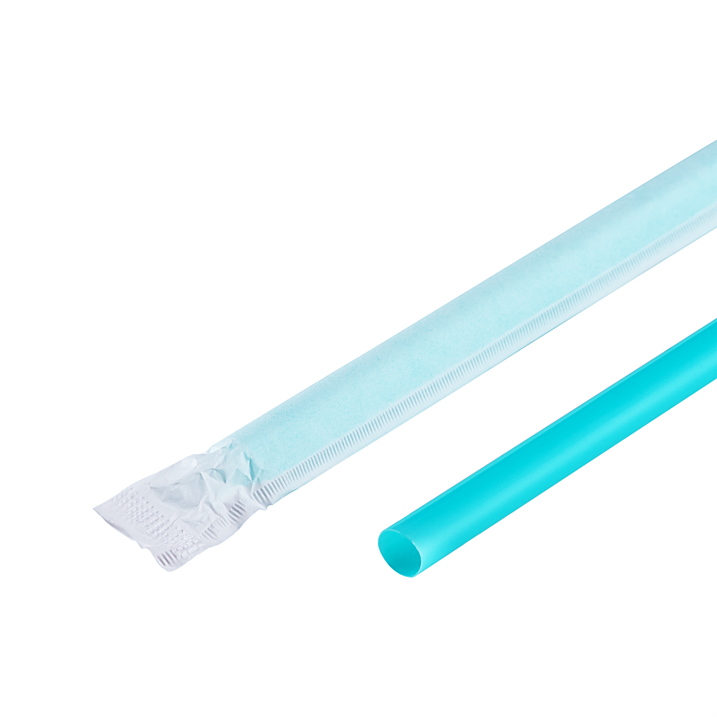 Karat 9'' Giant Straws (8mm) Paper Wrapped - Aqua - 2,500 ct