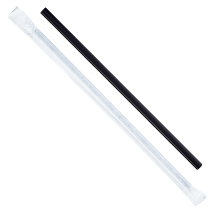 Karat 9'' Giant Straws (8mm) Paper Wrapped - Black - 2,500 ct
