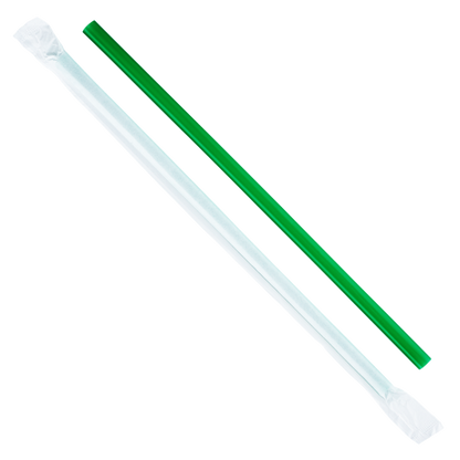 Karat 9'' Giant Straws (8mm) Paper Wrapped - Green - 2,500 ct