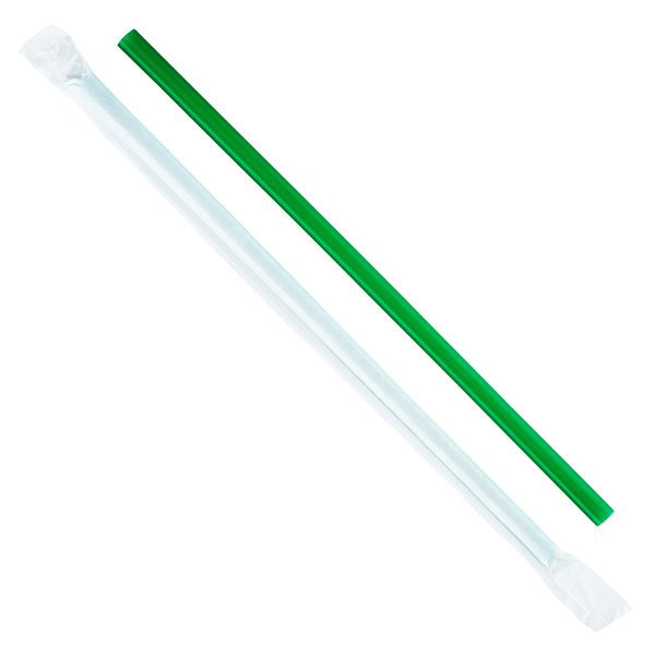 Karat 9'' Giant Straws (8mm) Paper Wrapped - Green - 2,500 ct