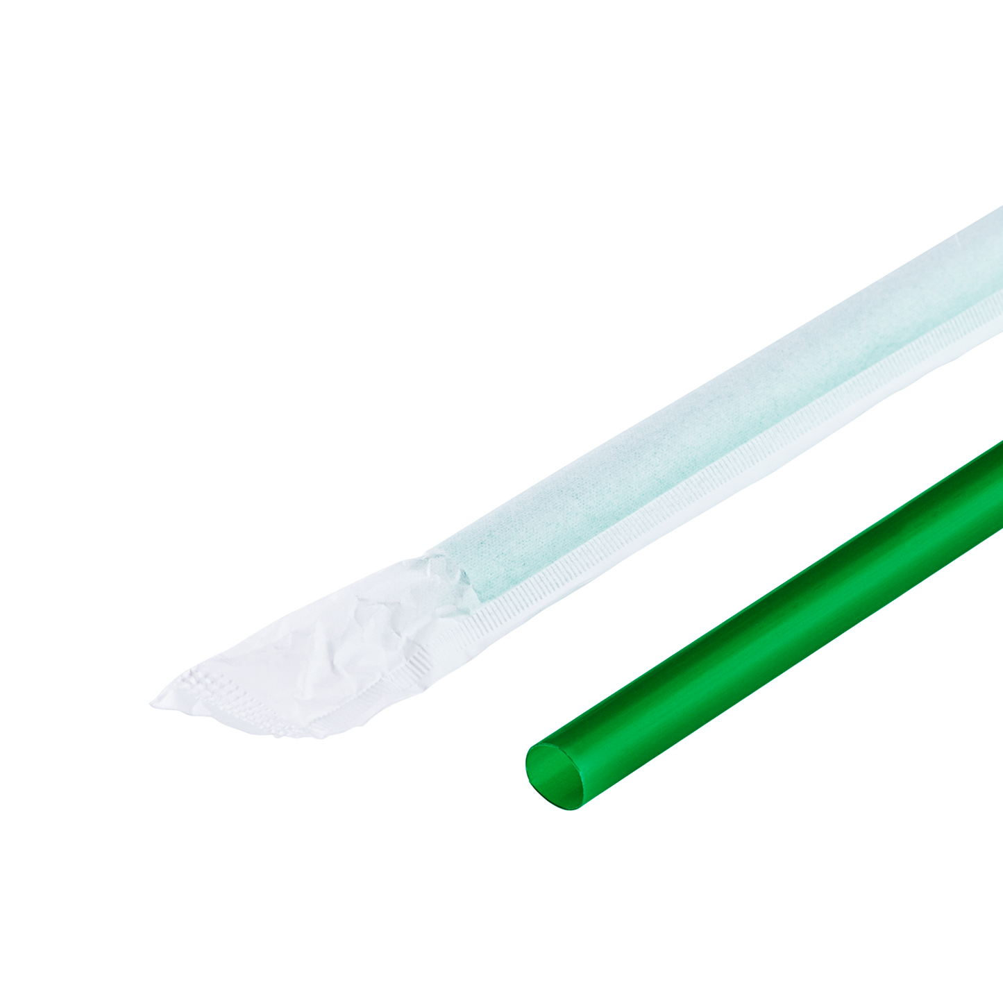 Karat 9'' Giant Straws (8mm) Paper Wrapped - Green - 2,500 ct