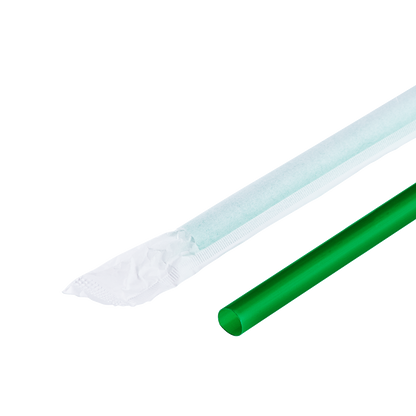 Karat 9'' Giant Straws (8mm) Paper Wrapped - Green - 2,500 ct