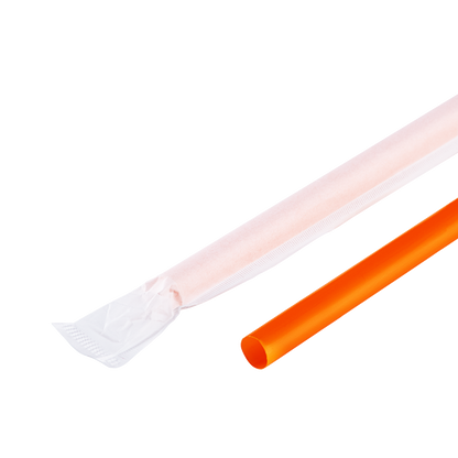Karat 9'' Giant Straws (8mm) Paper Wrapped - Orange - 2,500 ct, C9075 (Orange)