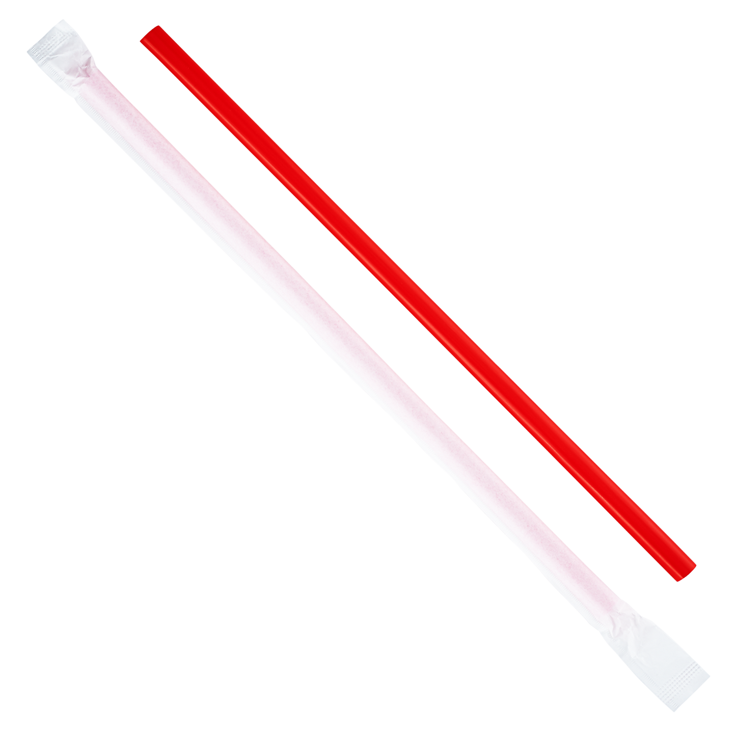 Karat 9'' Giant Straws (8mm) Paper Wrapped - Red - 2,500 ct, C9075 (Red)