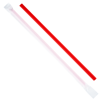 Karat 9'' Giant Straws (8mm) Paper Wrapped - Red - 2,500 ct, C9075 (Red)