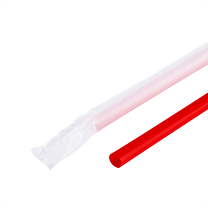 Karat 9'' Giant Straws (8mm) Paper Wrapped - Red - 2,500 ct, C9075 (Red)