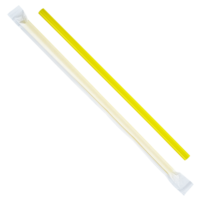 Karat 9'' Giant Straws (8mm) Paper Wrapped - Yellow - 2,500 ct, C9075 (Yellow)