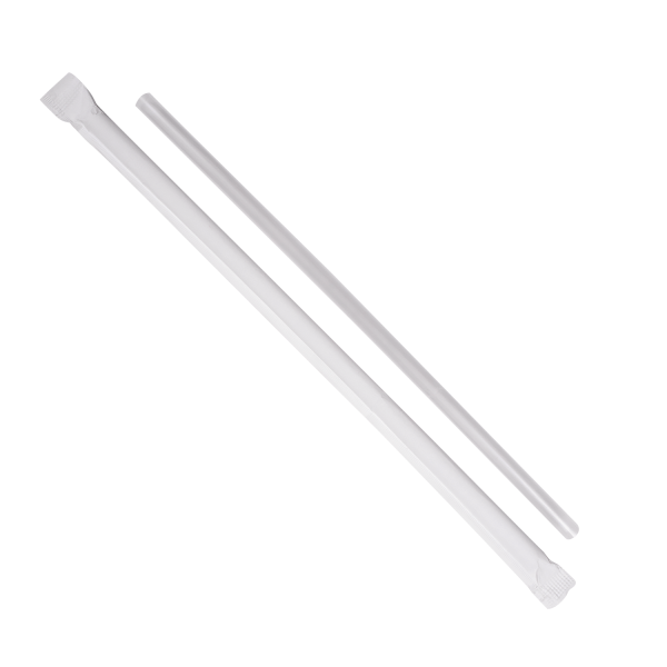 Karat 7.75'' Clear Jumbo Straws (5mm) Paper Wrapped - Clear - 12,000 ct