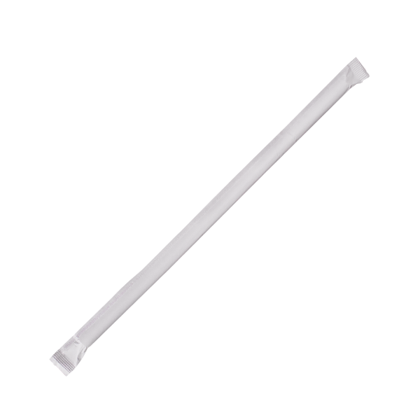 Karat 7.75'' Flexible Jumbo Straws (5mm) Paper Wrapped - Clear - 10,000 ct, C9091