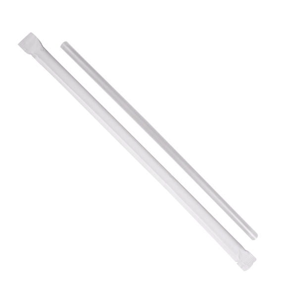 Karat 7.75'' Jumbo Straws (5mm) Paper Wrapped - Clear - 2,000 ct, C9093
