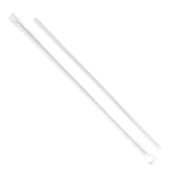 Karat 8.75" Jumbo Straws (5mm) Paper Wrapped - Clear - 2,000 ct, C9094