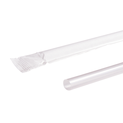 Karat 8.75" Jumbo Straws (5mm) Paper Wrapped - Clear - 2,000 ct, C9094