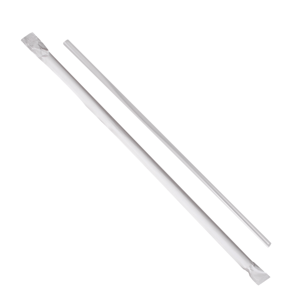 Karat 10.25'' Jumbo Straws (5mm) Paper Wrapped - Clear - 2,000 ct