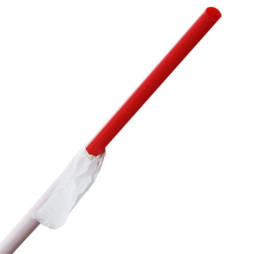 Karat 10.25'' Giant Straws (8mm) Paper Wrapped - Red - 1,200 ct