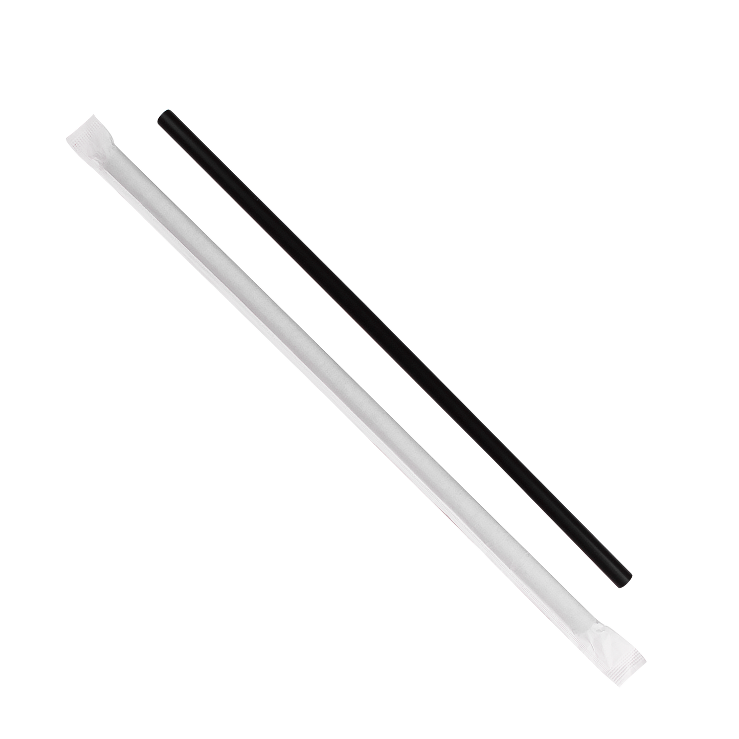 Karat 10.25'' Giant Straws (8mm) Paper Wrapped - Black - 1,200 ct