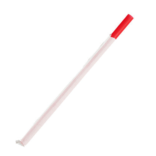 Karat 7.75'' Giant Straws (8mm) Paper Wrapped - Red - 7,500 ct, C9130 (Red)