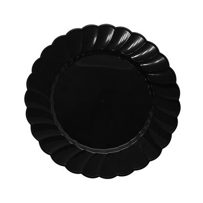 Karat 7" PS Plastic Scalloped Plate - Black - 240 ct