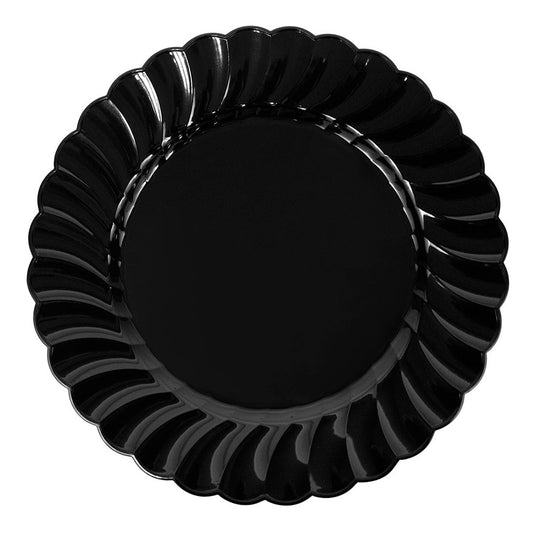 Karat 9" PS Plastic Scalloped Plate - Black - 120 ct