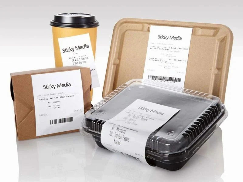 3 1/8" (80 mm) x 270' Iconex Sticky Media Full Tack Linerless Labels (12 Rolls)