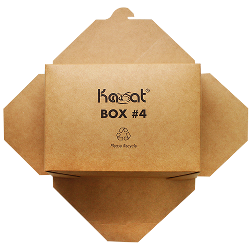 Karat 110 fl oz Fold-To-Go Box #4 - Kraft - 160 ct