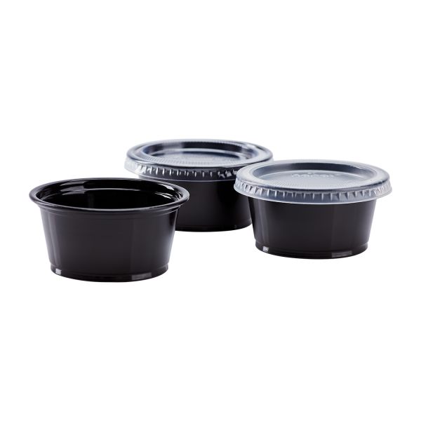 Karat 2oz PP Plastic Portion Cups - Black - 2,500 ct