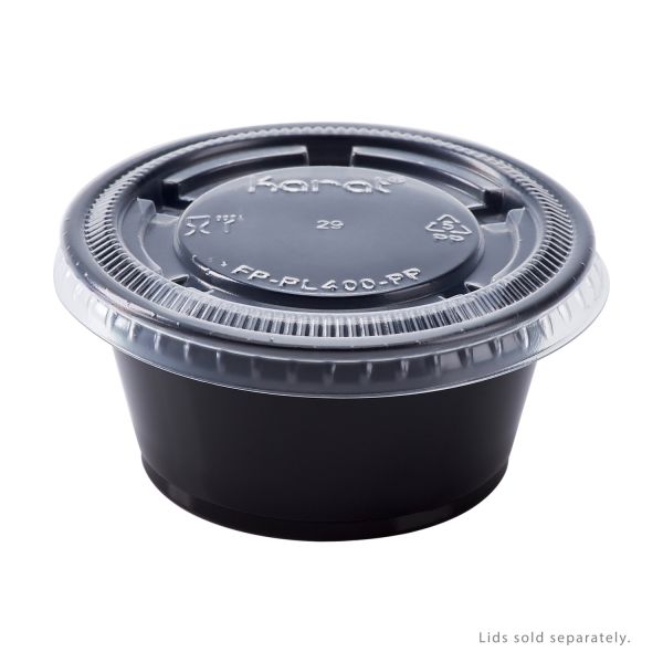 Karat 3.25oz PP Plastic Portion Cups - Black - 2,500 ct