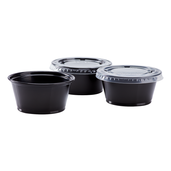 Karat 3.25oz PP Plastic Portion Cups - Black - 2,500 ct