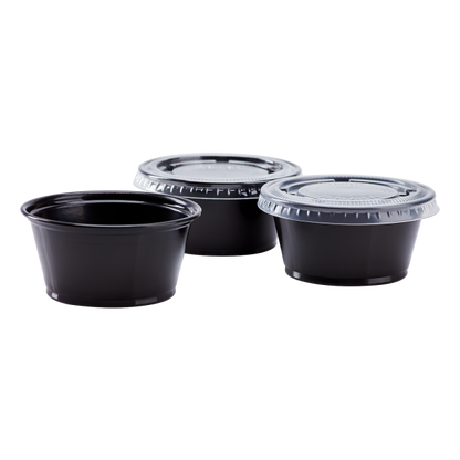 Karat 3.25oz PP Plastic Portion Cups - Black - 2,500 ct